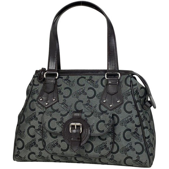Celine Shoulder Macadam Bag Brown Canvas Gray - Picture 1 of 6